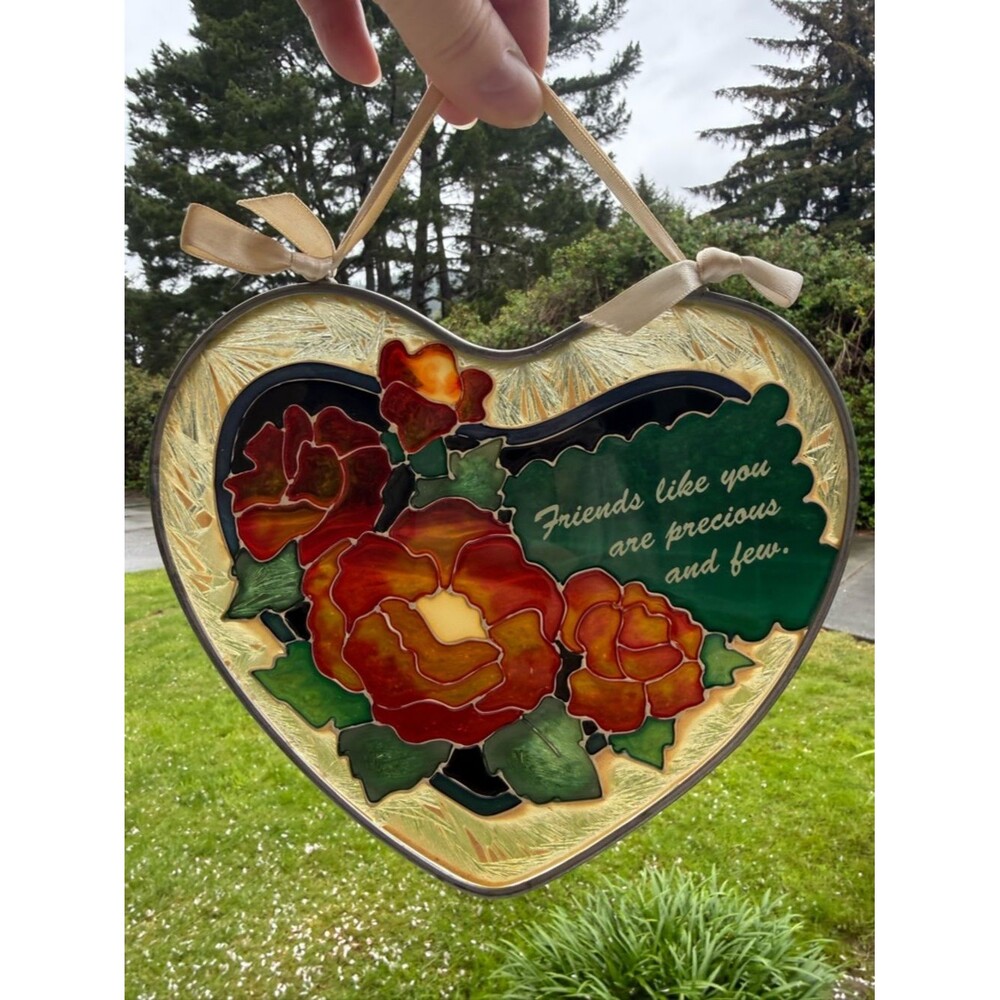 Vintage Heart Shaped Floral Friendship Suncatcher